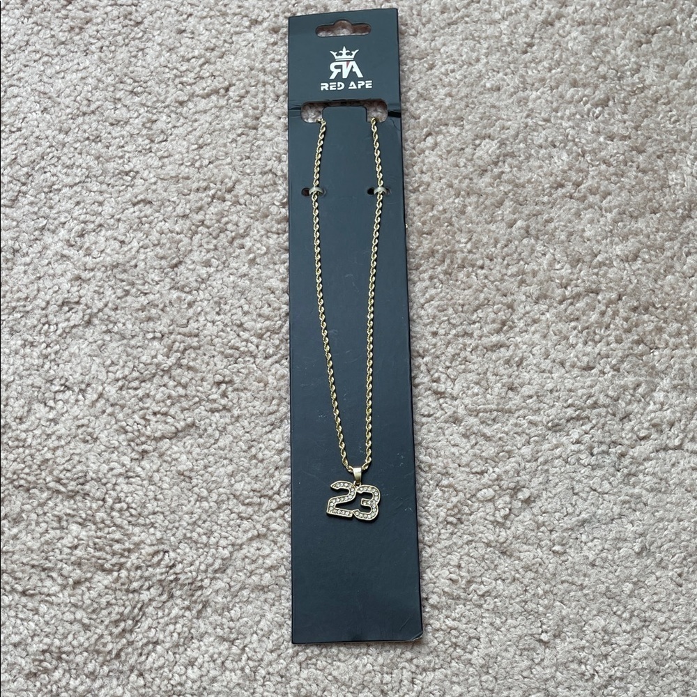 NWT Red Ape Gold Necklace with Jordan Style “23” Pendant